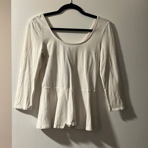 Express three-quarter length sleeve white peplum top